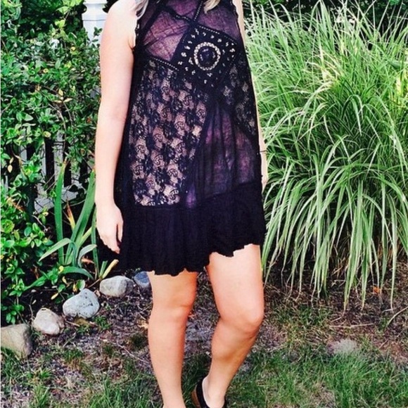 Free People Dresses & Skirts - Free People Black Lace Sleeveless Dress